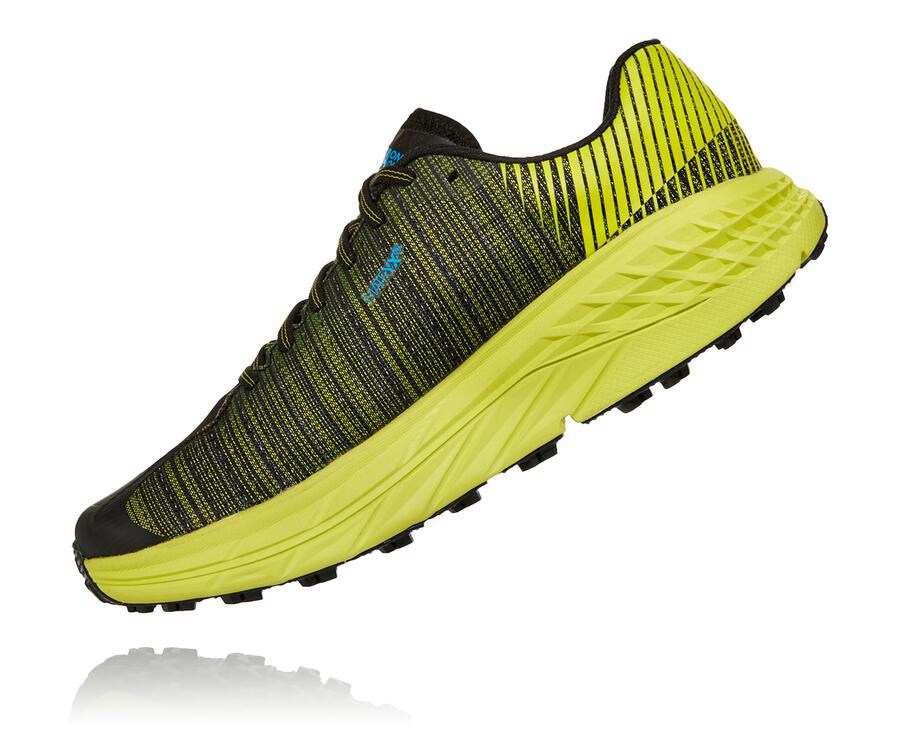 Trail Shoes Mens - Hoka One One Evo Speedgoat - Black/Green - EUAYGJW-80